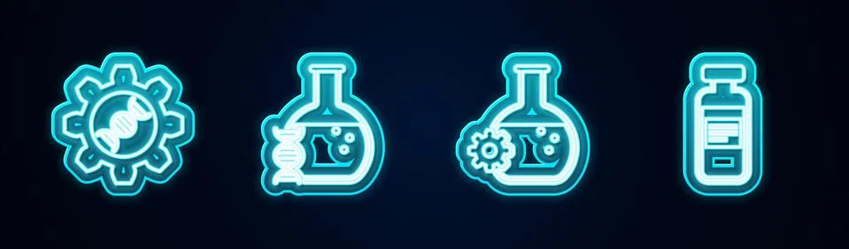Set line Genetic engineering, DNA research, search, Bioengineering and Medical Stock Illustration