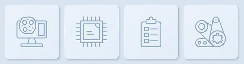 Set line Genetic engineering, To do list or planning, Processor CPU and Timing Stock Illustration