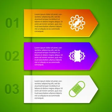 Set line Genetic engineering, editing, Bandage plaster and DNA research, search Stock Illustration