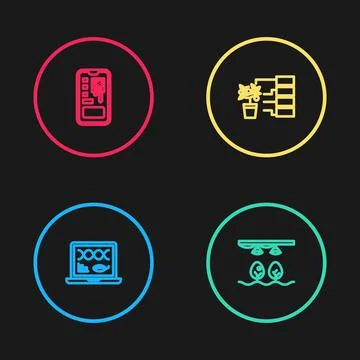 Set line Genetic engineering modification, Smart farm with bulb and plant Stock Illustration