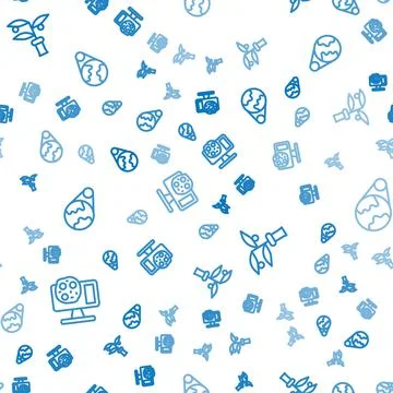 Set line Genetic engineering, Plant breeding and Earth globe on seamless pattern Illustrazione stock