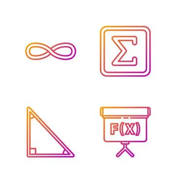 Set line Geometric figure Cube, Calendar, Function mathematical symbol and Illustrazione stock