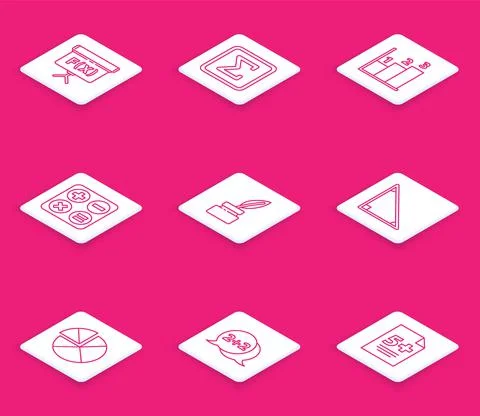 Set line Geometric figure Cube, Square, Graph, schedule, chart, diagram, root Ilustración de archivo