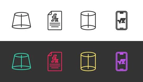 Set line Geometric figure, Function mathematical symbol, and Square root of x Stock Illustration