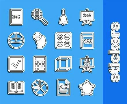 Set line Geometric figure Sphere, XYZ Coordinate system, Test exam sheet and pen Stock Illustration