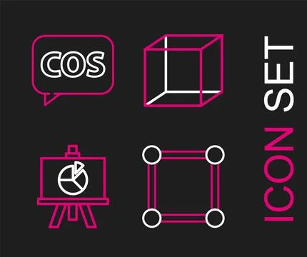 Set line Geometric figure Square, Chalkboard with diagram, Cube and Mathema.. Stock-Illustration