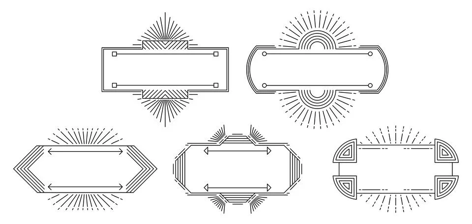 Set of line geometric frames. Modern decorative linear dividers. Stock Illustration