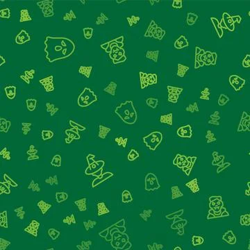 Set line Ghost, Witch and Vampire on seamless pattern. Vector Stock Illustration