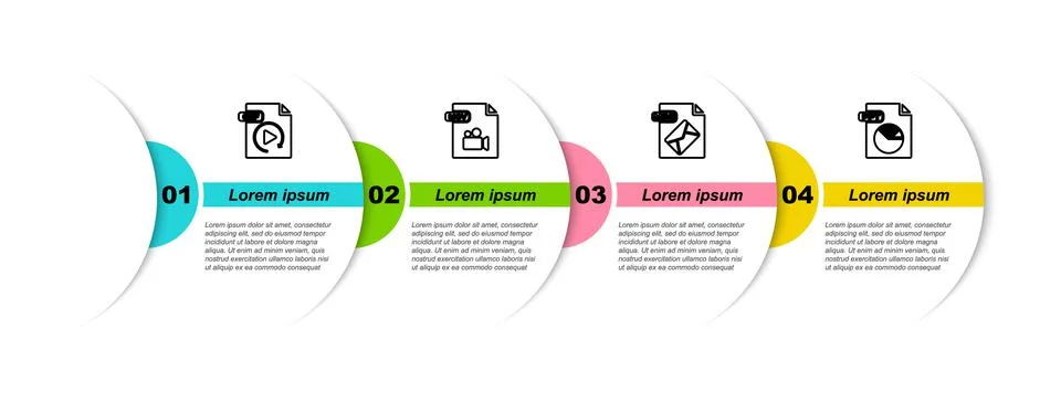 Set line GIF file document, MOV, MSG and PPT. Business infographic template 库存插图