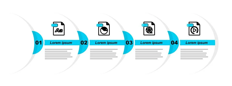 Set line GIF file document, AVI, PPT and OTF icon. Vector Illustrazione stock