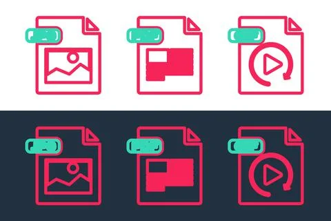 Set line GIF file document, JPG and PDF icon. Vector Stockillustratie