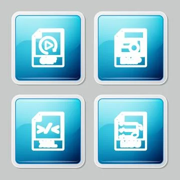 Set line GIF file document, BMP, XSL and M3U icon. Vector 库存插图
