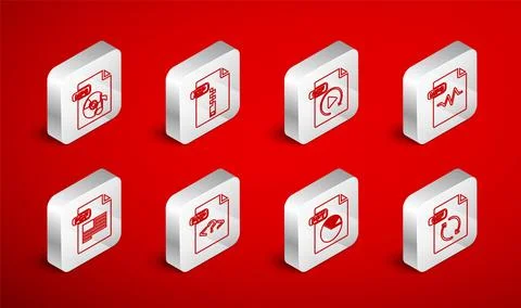 Set line GIF file document, ZIP, MP3, PPT, PHP and PDF icon. Vector イラスト素材