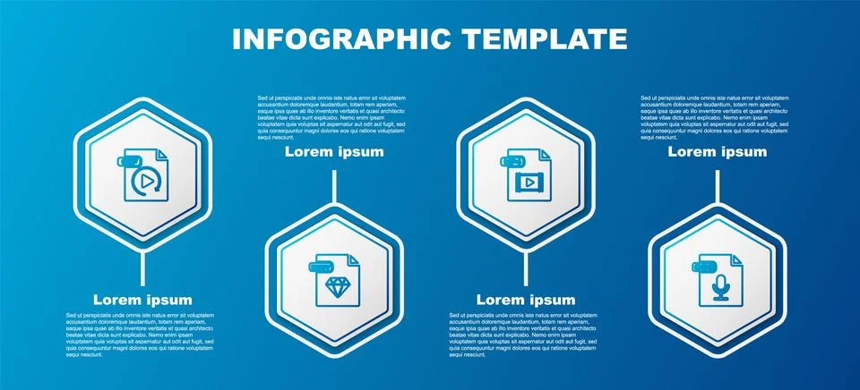 Set line GIF file document, RUBY, MP4 and OGG. Business infographic template. 库存插图