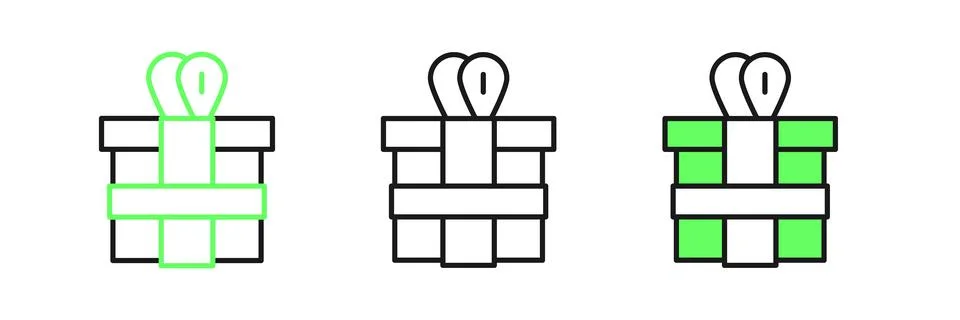 Set line Gift box icon isolated on white background.  Vector Illustrazione stock