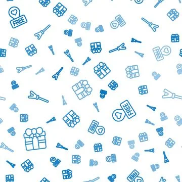 Set line Gift box, Location with heart and Mop on seamless pattern. Vector Illustrazione stock
