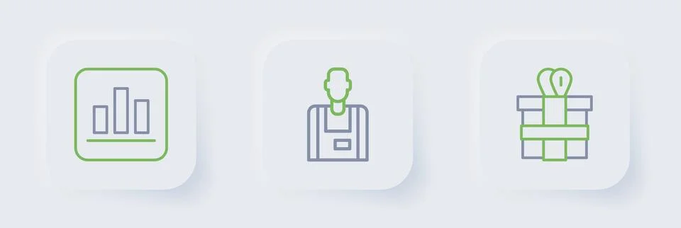 Set line Gift box, Seller and Pie chart infographic icon. Vector イラスト素材