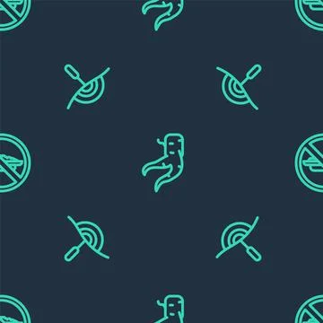 Set line Ginger root, Acupuncture therapy and Food no diet on seamless pattern Stock Illustration