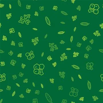 Set line Ginger root, Broccoli and Cucumber on seamless pattern. Vector Stock Illustration
