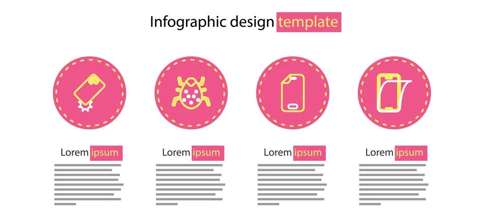 Set line Glass screen protector, System bug and Shockproof phone icon. Vector Illustrazione stock