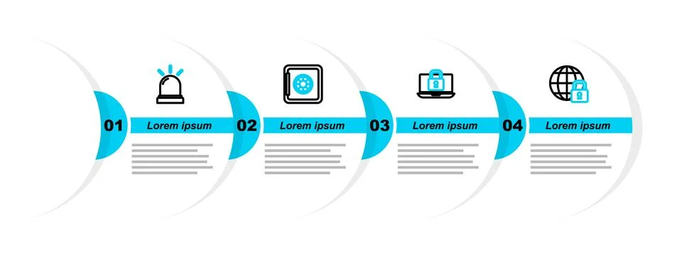 Set line Global lockdown, Laptop and, Safe and Motion sensor icon. Vector Illustrazione stock