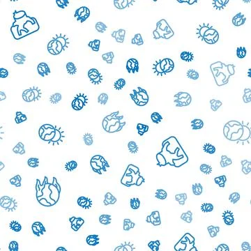 Set line Global warming fire, Deforestation and on seamless pattern. Vector 스톡 일러스트