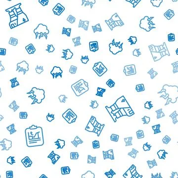 Set line Global warming, Nuclear power plant and Storm on seamless pattern Ilustração Stock