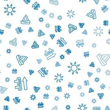 Set line Global warming, Sun and Iceberg on seamless pattern. Vector Stock Illustration