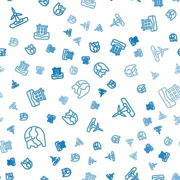 Set line Global warming, Wind turbine and House flood on seamless pattern. .. Stock Illustration