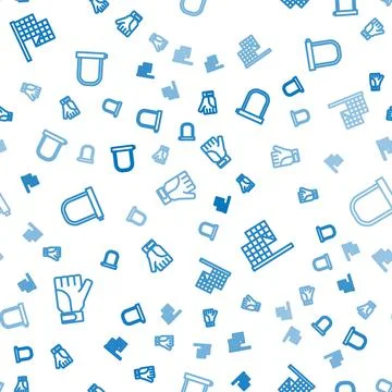 Set line Gloves, Checkered flag and Bicycle lock on seamless pattern. Vector Stock Illustration