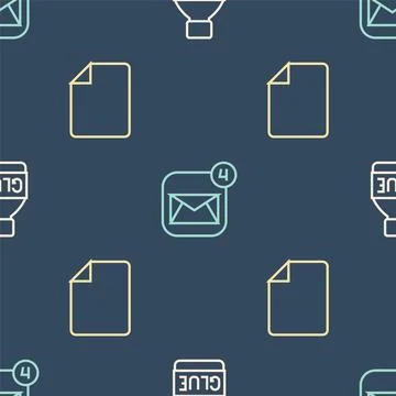 Set line Glue, File document and Envelope on seamless pattern. Vector イラスト素材