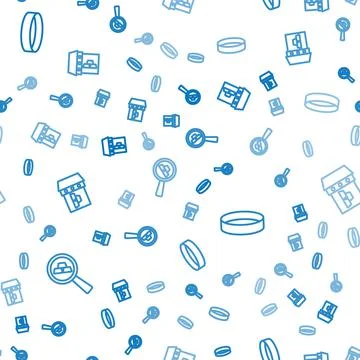 Set line Gold bars, ring and Safe with gold on seamless pattern. Vector Stock Illustration