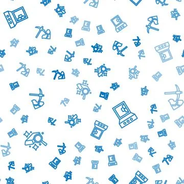 Set line Gold bars, Safe with gold and mining on seamless pattern. Vector Stock Illustration