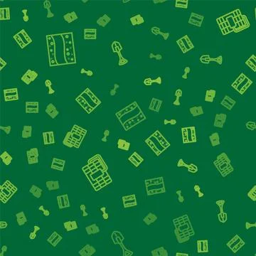 Set line Gold mine, Dynamite and Shovel on seamless pattern. Vector Stock Illustration