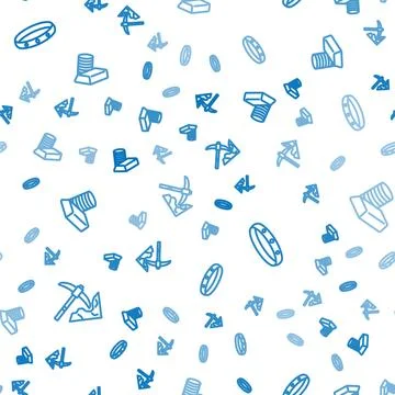 Set line Gold mining, ring and coin with gold bars on seamless pattern. Vector 스톡 일러스트