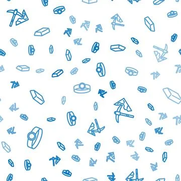 Set line Gold ring, mining and bars on seamless pattern. Vector Stock Illustration