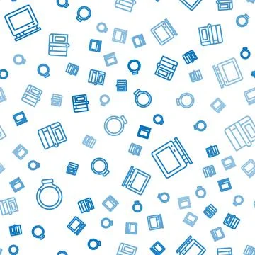 Set line Gold ring, Retro tv and Book on seamless pattern. Vector Stock Illustration