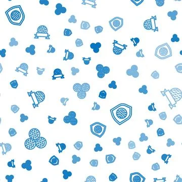 Set line Golf ball, with shield and on seamless pattern. Vector Stock Illustration