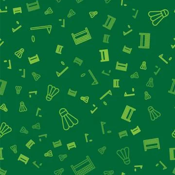 Set line Golf flag, Badminton shuttlecock and Ribbon finishing line on seamless Stock Illustration
