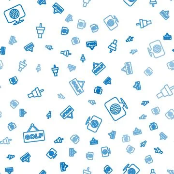 Set line Golf label,  and tee on seamless pattern. Vector Stock Illustration
