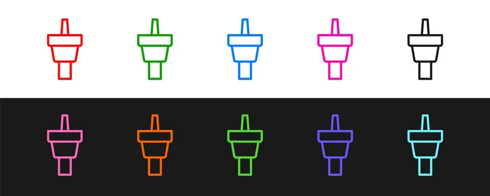 Set line Golf tee icon isolated on black and white background. Vector Illustrazione stock