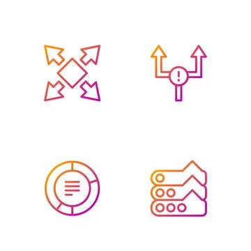 Set line Graph, chart, diagram, Pie infographic, Many ways directional arrow and Stock Illustration
