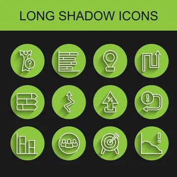 Set line Graph, chart, diagram, Project team base, Arrow, Target, Financial Stock Illustration