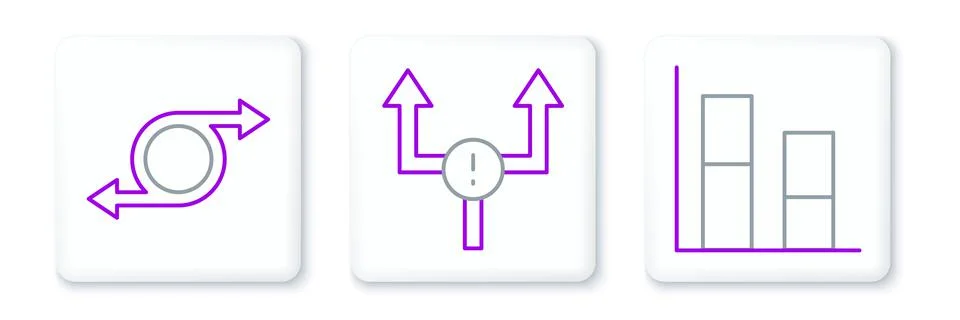 Set line Graph, chart, diagram, Arrow and  icon. Vector Illustrazione stock