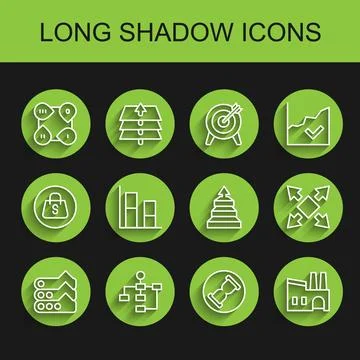 Set line Graph, chart, diagram, Hierarchy organogram, Infographic element, Old Ilustración de archivo