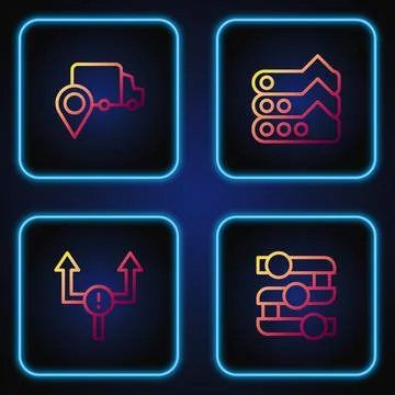 Set line Graph, chart, diagram, Arrow, Delivery tracking and . Gradient col.. Stock Illustration