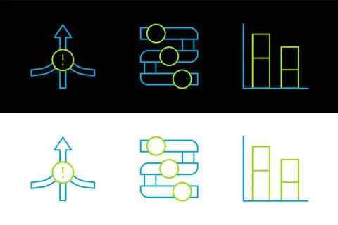 Set line Graph, chart, diagram, Arrow and  icon. Vector Stock Illustration
