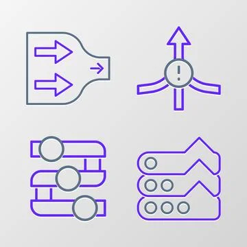 Set line Graph, chart, diagram, Arrow and  icon. Vector Stock Illustration