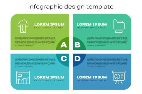 Set line Graph chart infographic, Cloud database, Board with and Document folder イラスト素材