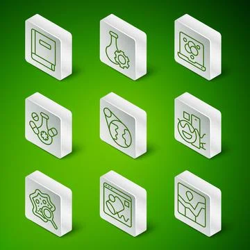 Set line Graph chart infographic, Data visualisation, Science book, Earth glo Stock Illustration